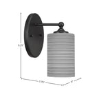 Capri One Light Wall Sconce in Matte Black with 4" Gray Matrix Shade