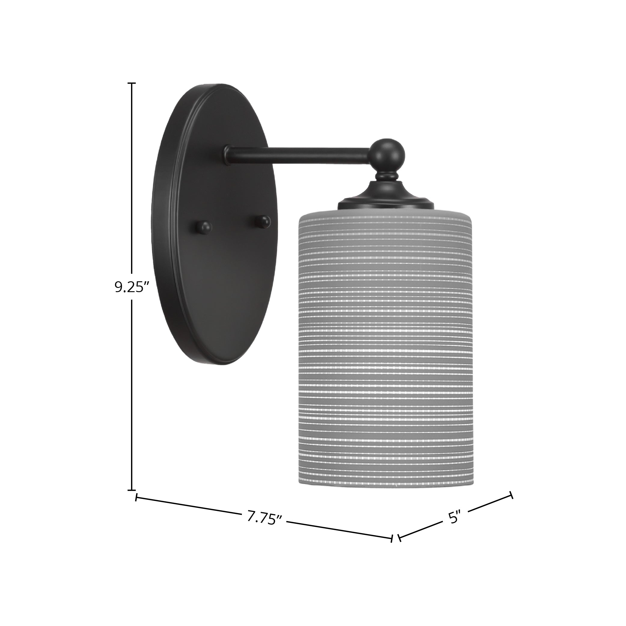Capri One Light Wall Sconce in Matte Black with 4" Gray Matrix Shade