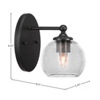 Capri One Light Wall Sconce in Matte Black with 5.75" Clear Bubble Shade