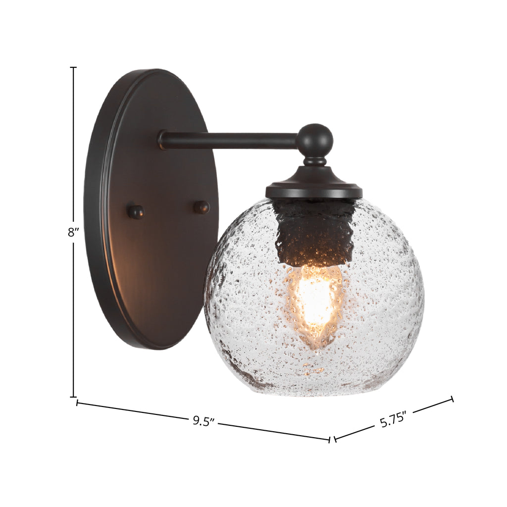 Capri One Light Wall Sconce in Matte Black with 5.75" Smoke Bubble Shade