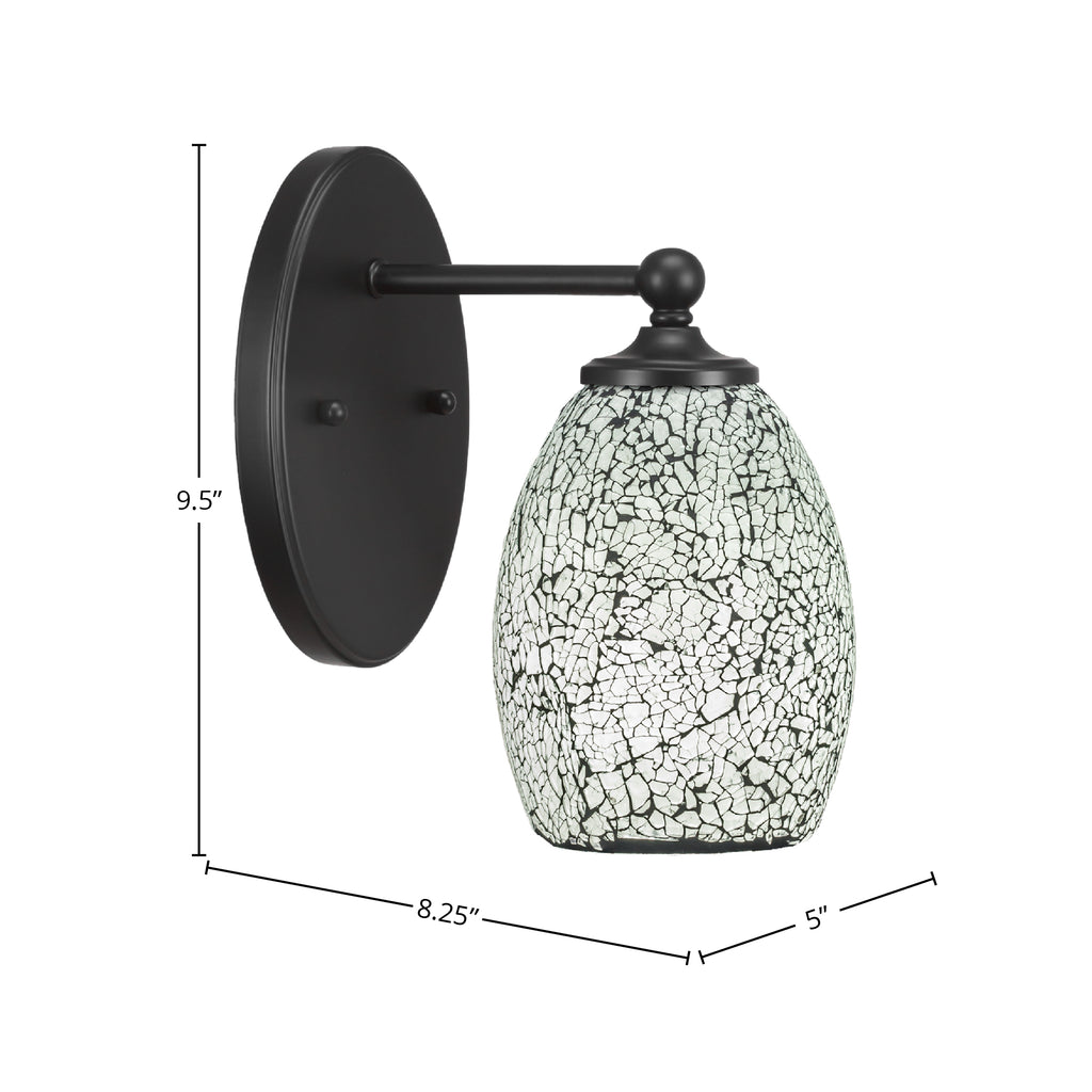 Capri One Light Wall Sconce in Matte Black with 5" Black Fusion Shade