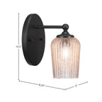 Capri One Light Wall Sconce in Matte Black with 5" Silver Textured Shade