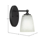 Capri One Light Wall Sconce in Matte Black with 4.5" Square White Muslin Shade