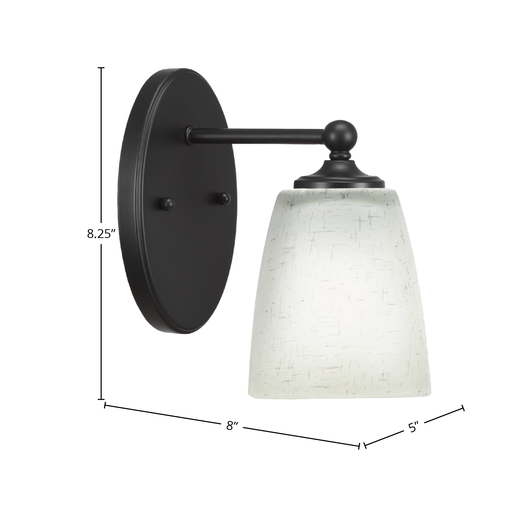Capri One Light Wall Sconce in Matte Black with 4.5" Square White Muslin Shade