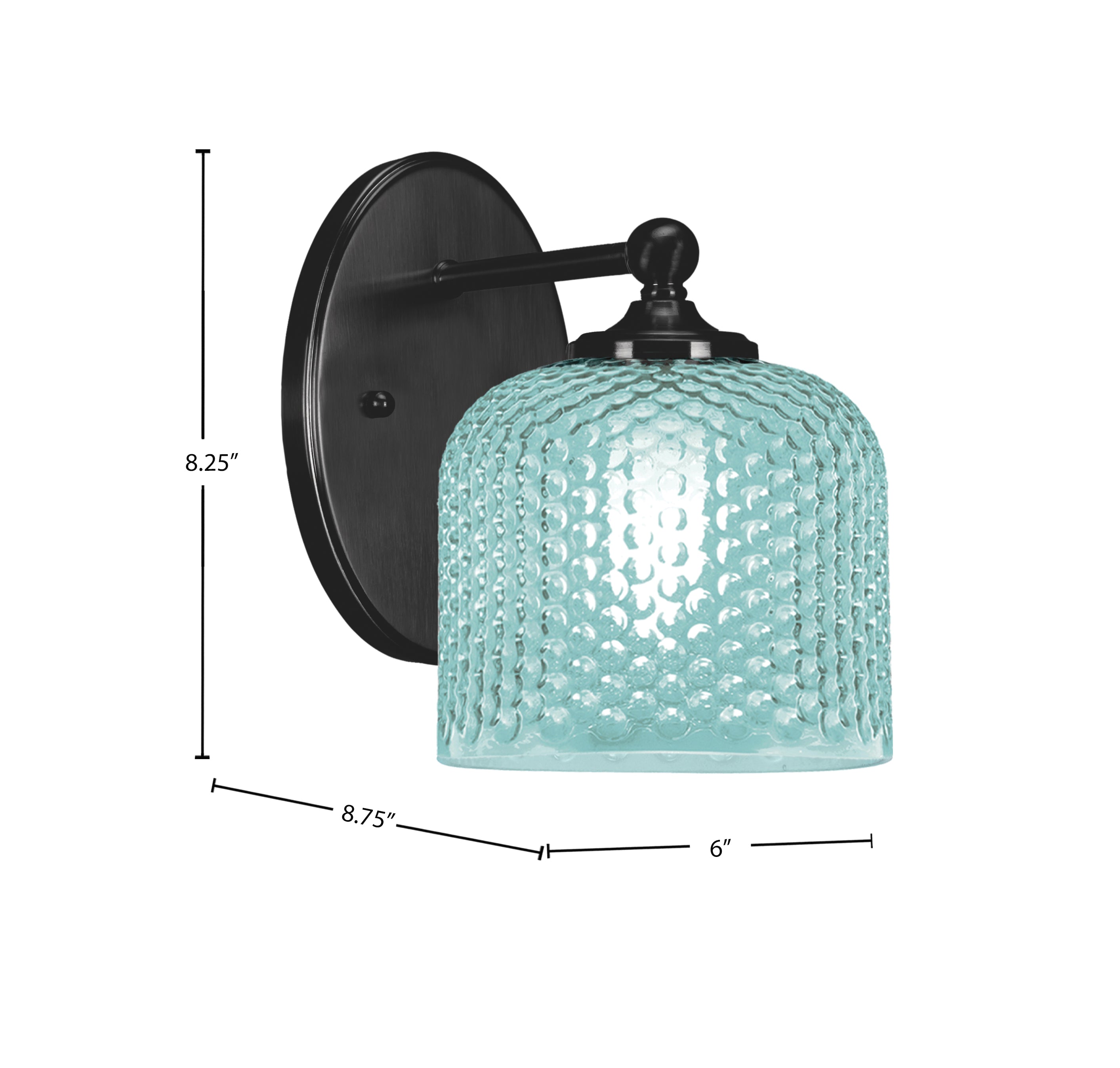 Capri One Light Wall Sconce in Matte Black with Turquoise Textured Shade