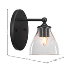 Capri One Light Wall Sconce in Matte Black with 6.25" Clear Bubble Shade