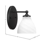 Capri One Light Wall Sconce in Matte Black with 6.25" White Marble Shade