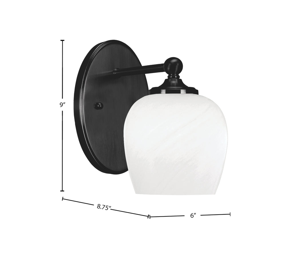 Capri One Light Wall Sconce in Matte Black with 6" White Marble Shade