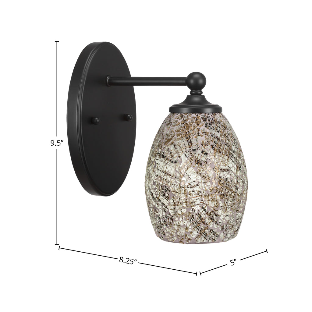Capri One Light Wall Sconce in Matte Black with 5" Natural Fusion Shade