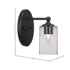 Capri One Light Wall Sconce in Matte Black with 4" Square Clear Bubble Shade