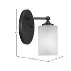 Capri One Light Wall Sconce in Matte Black with 4" Square White Muslin Shade