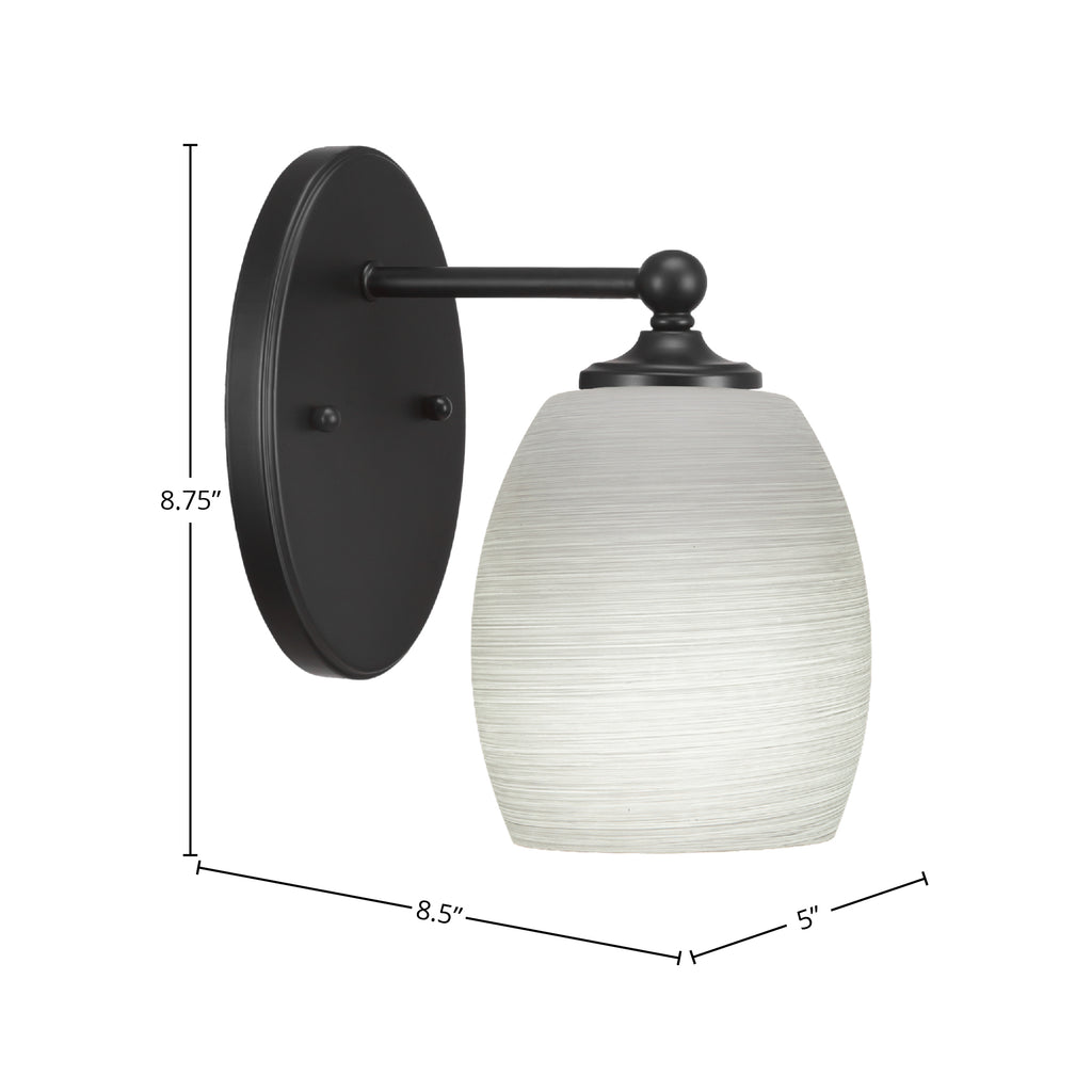 Capri One Light Wall Sconce in Matte Black with 5" White Linen Shade