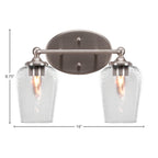 Capri Two Light Bath Bar in Brushed Nickel with 5" Clear Bubble Shade