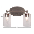 Capri Two Light Bath Bar in Brushed Nickel with 4" Clear Bubble Shade