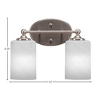 Capri Two Light Bath Bar in Brushed Nickel with 4" White Marble Shade