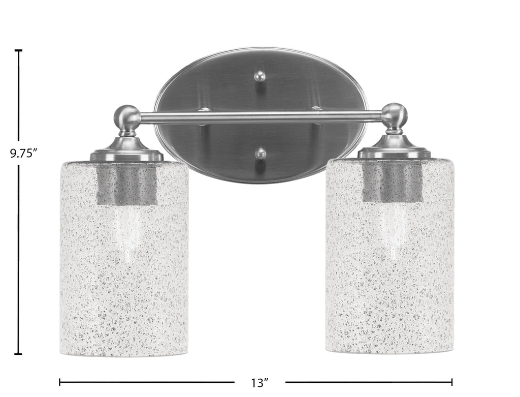 Capri Two Light Bath Bar in Brushed Nickel with 4" Smoke Bubble Shade