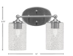 Capri Two Light Bath Bar in Brushed Nickel with 4" Smoke Bubble Shade