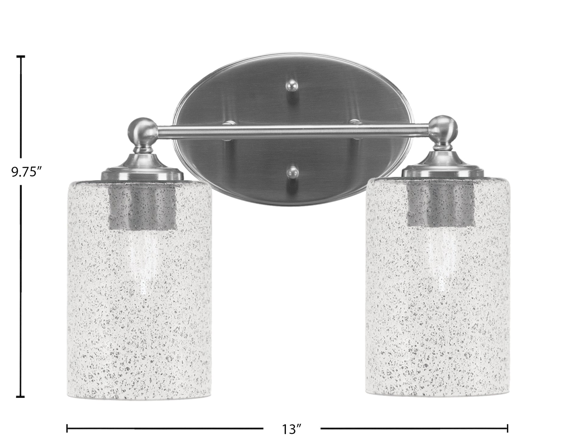 Capri Two Light Bath Bar in Brushed Nickel with 4" Smoke Bubble Shade