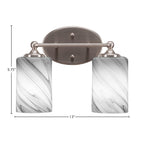 Capri Two Light Bath Bar in Brushed Nickel with 4" Onyx Swirl Shade