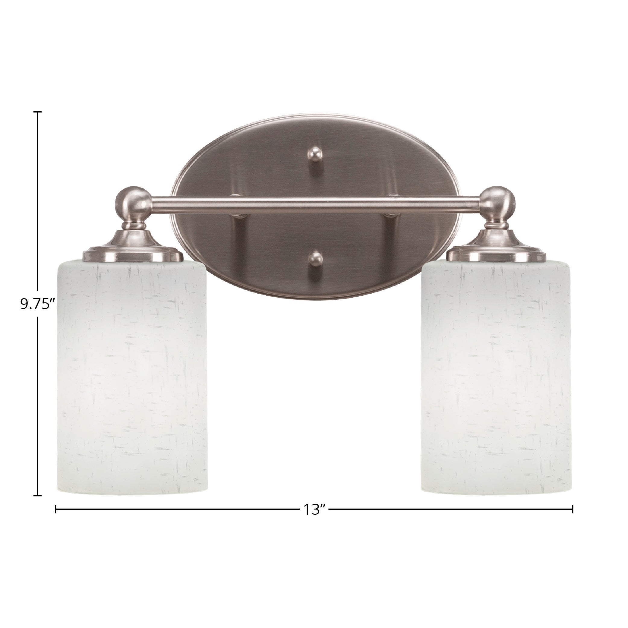 Capri Two Light Bath Bar in Brushed Nickel with 4" White Muslin Shade