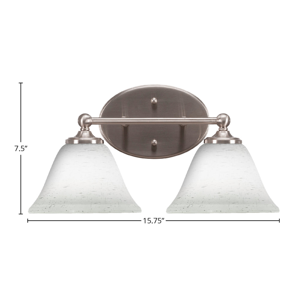 Capri Two Light Bath Bar in Brushed Nickel with 7" White Muslin Shade