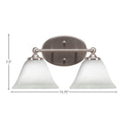 Capri Two Light Bath Bar in Brushed Nickel with 7" White Muslin Shade