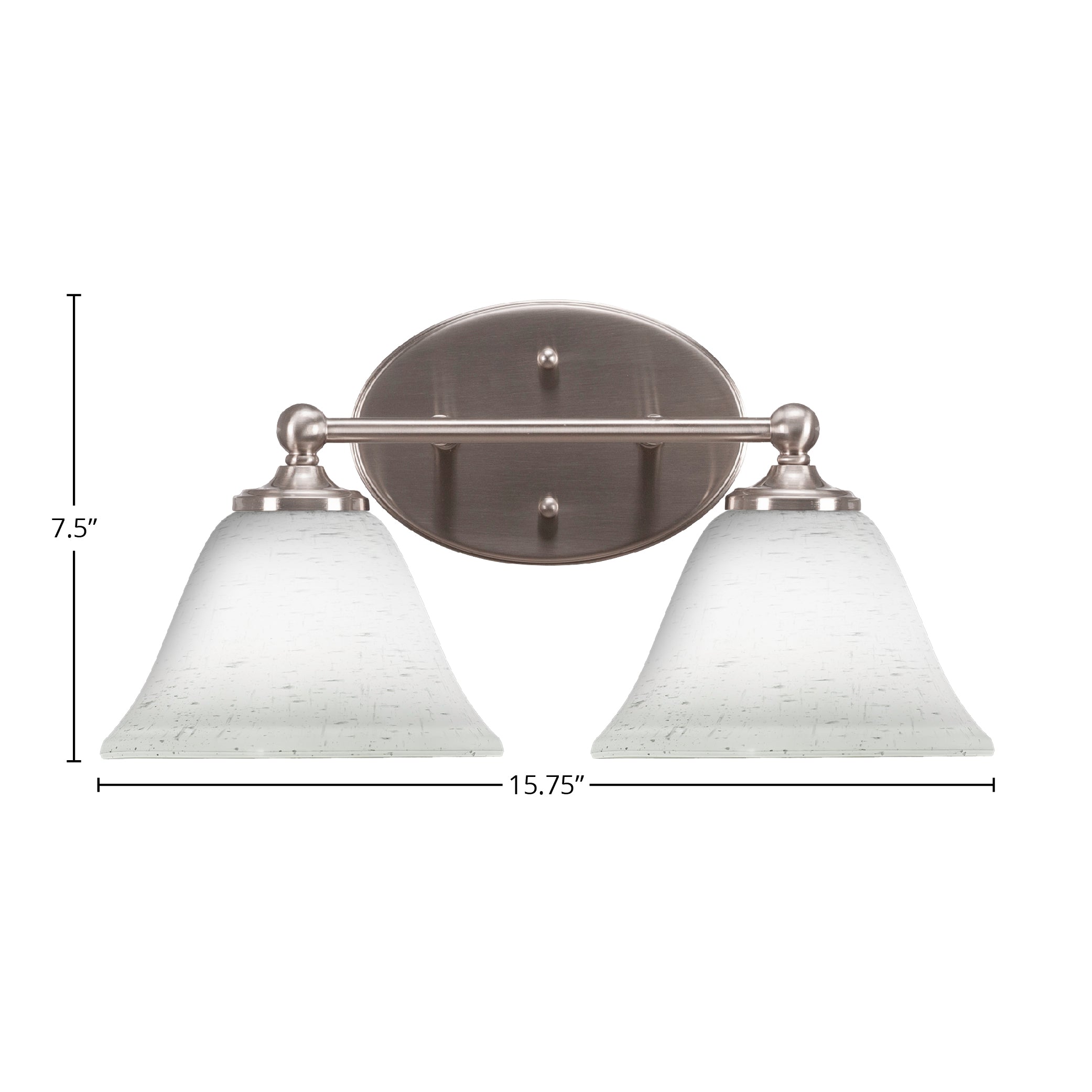 Capri Two Light Bath Bar in Brushed Nickel with 7" White Muslin Shade