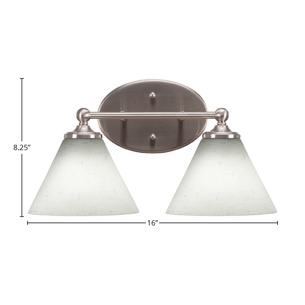 Capri Two Light Bath Bar in Brushed Nickel with 7" White Muslin Shade