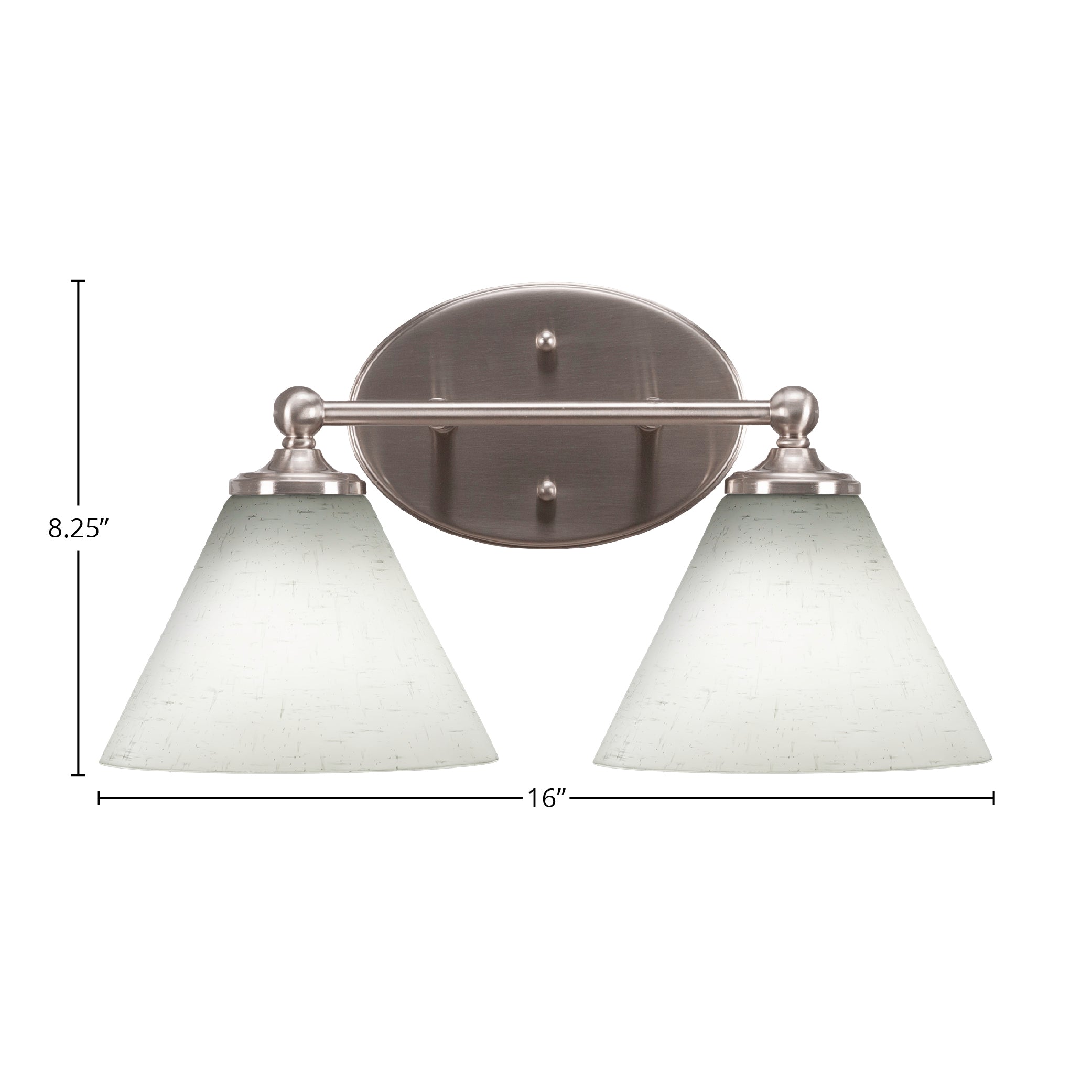 Capri Two Light Bath Bar in Brushed Nickel with 7" White Muslin Shade
