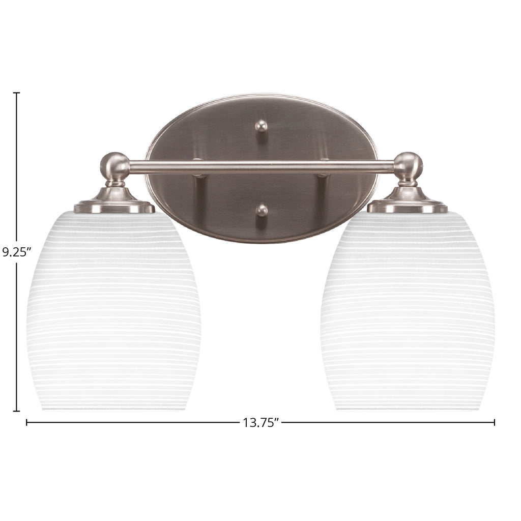 Capri Two Light Bath Bar in Brushed Nickel with 5" White Matrix Shade