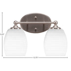 Capri Two Light Bath Bar in Brushed Nickel with 5" White Matrix Shade