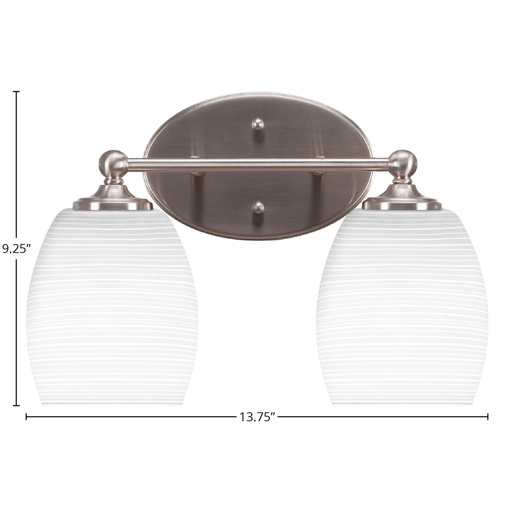 Capri Two Light Bath Bar in Brushed Nickel with 5" White Matrix Shade