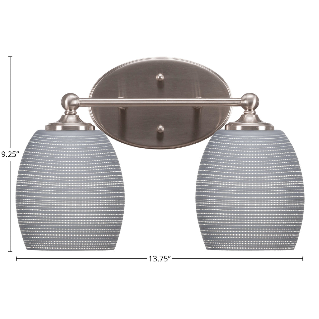 Capri Two Light Bath Bar in Brushed Nickel with 5" Gray Matrix Shade