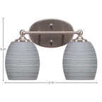 Capri Two Light Bath Bar in Brushed Nickel with 5" Gray Matrix Shade