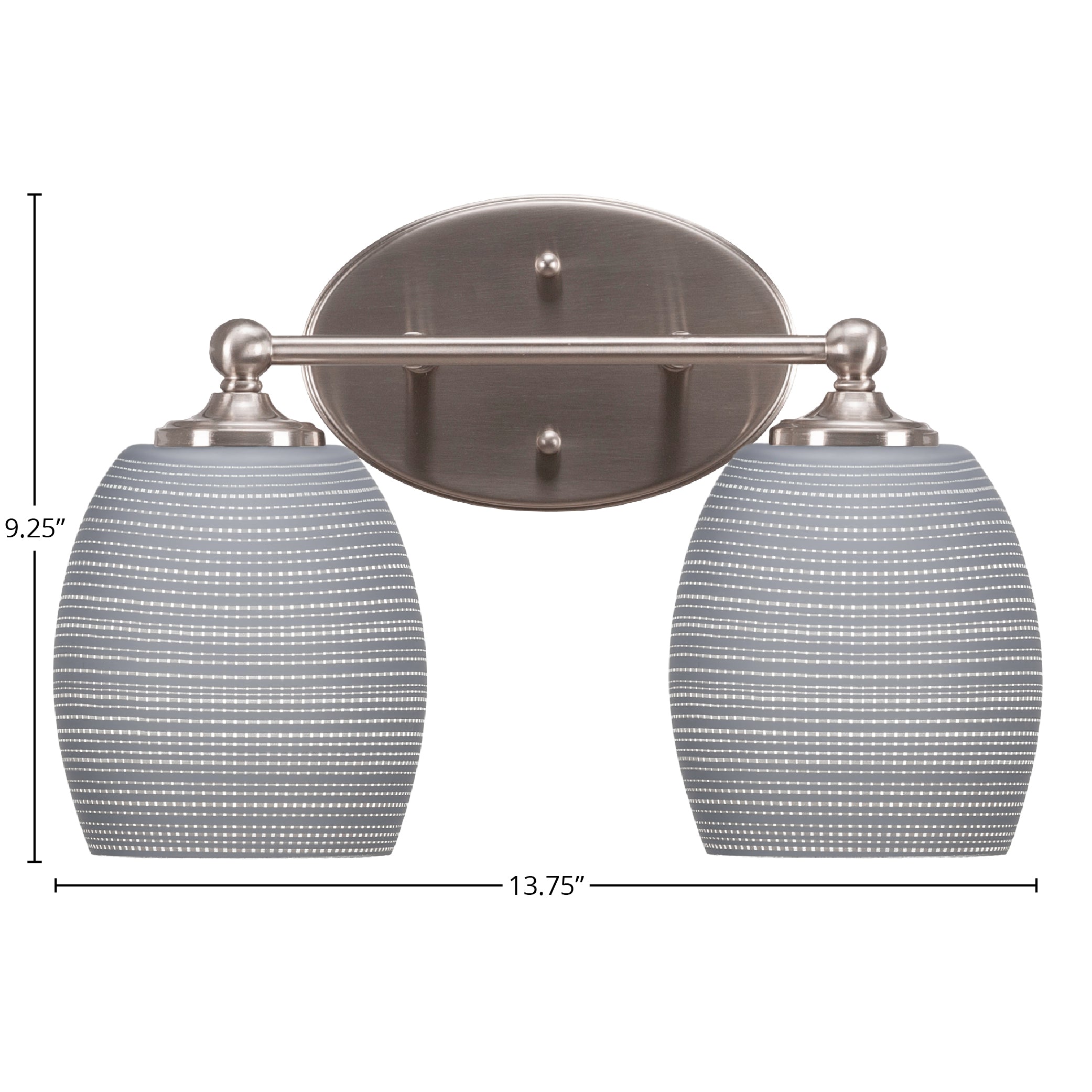 Capri Two Light Bath Bar in Brushed Nickel with 5" Gray Matrix Shade