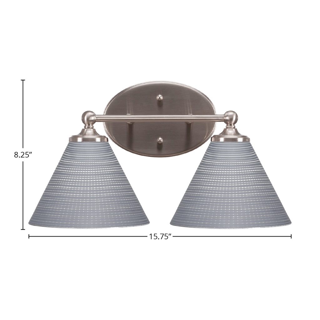 Capri Two Light Bath Bar in Brushed Nickel with 7" Gray Matrix Shade