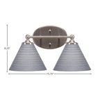 Capri Two Light Bath Bar in Brushed Nickel with 7" Gray Matrix Shade