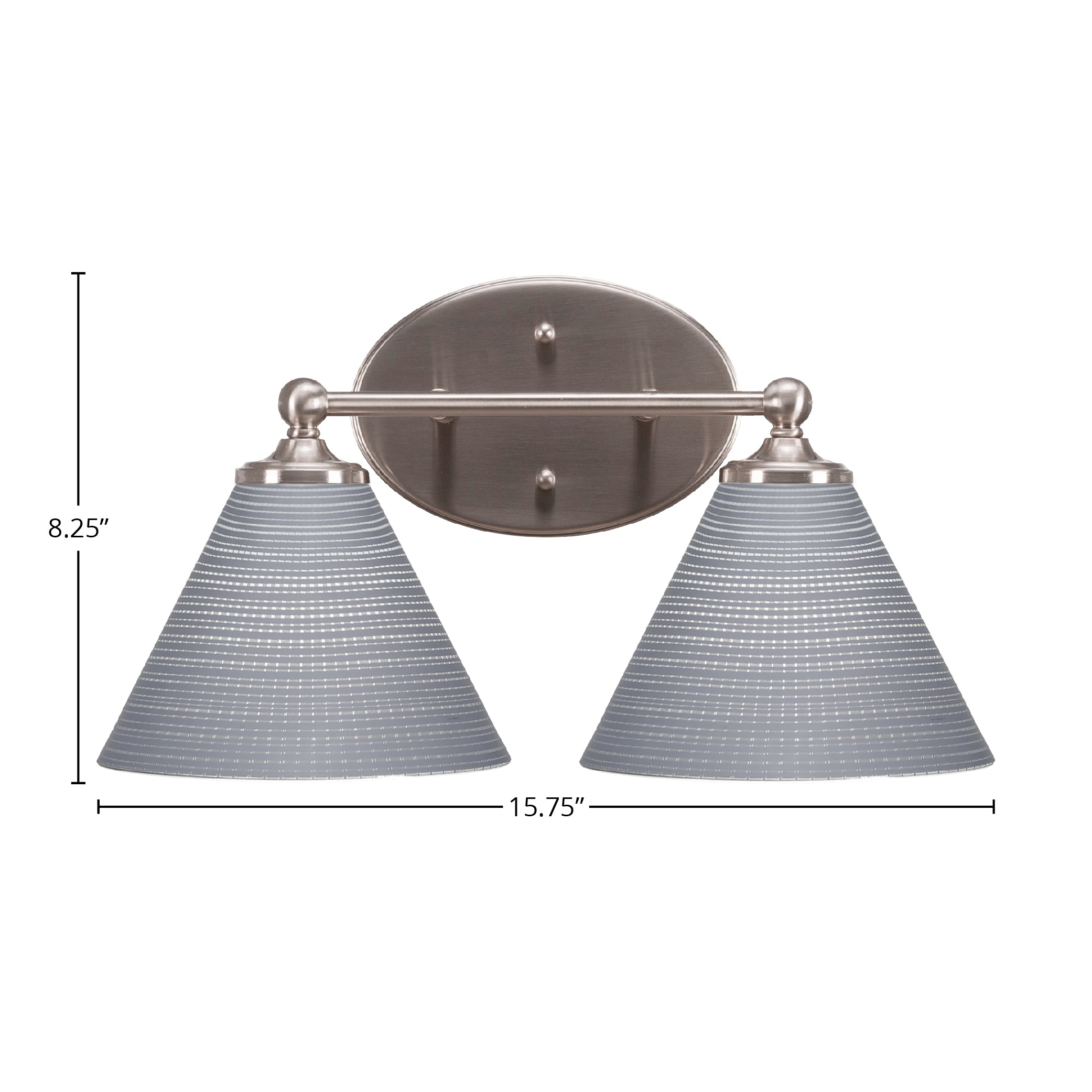 Capri Two Light Bath Bar in Brushed Nickel with 7" Gray Matrix Shade