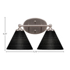 Capri Two Light Bath Bar in Brushed Nickel with 7" Black Matrix Shade