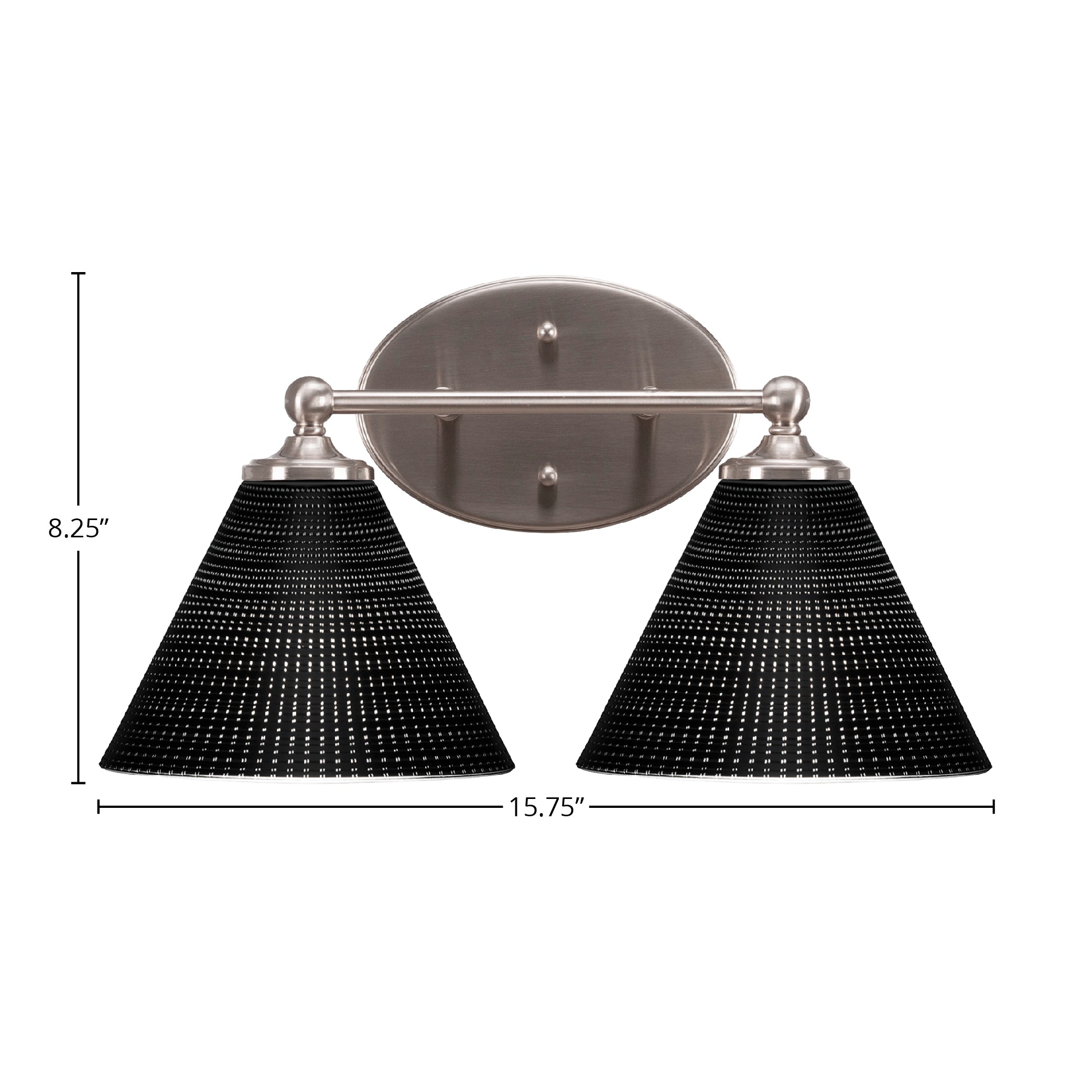 Capri Two Light Bath Bar in Brushed Nickel with 7" Black Matrix Shade