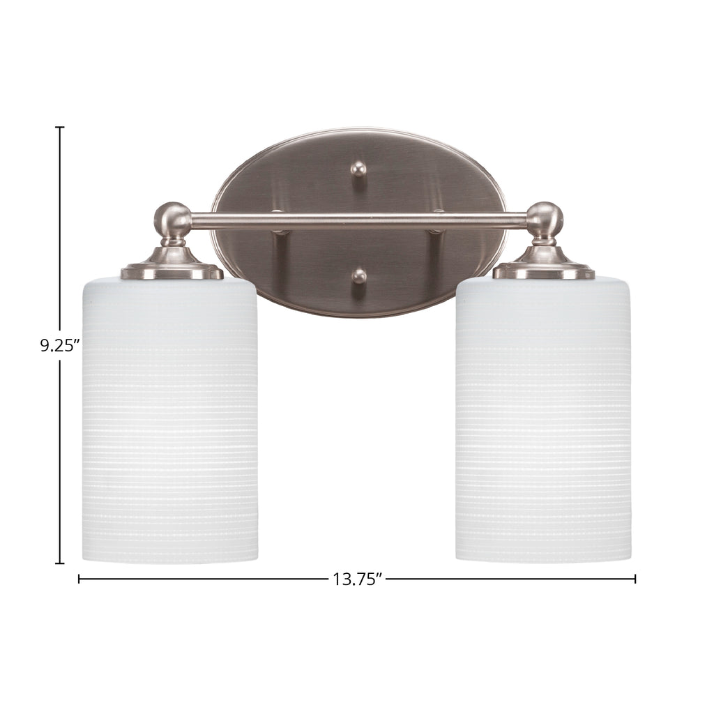 Capri Two Light Bath Bar in Brushed Nickel with 4" White Matrix Shade