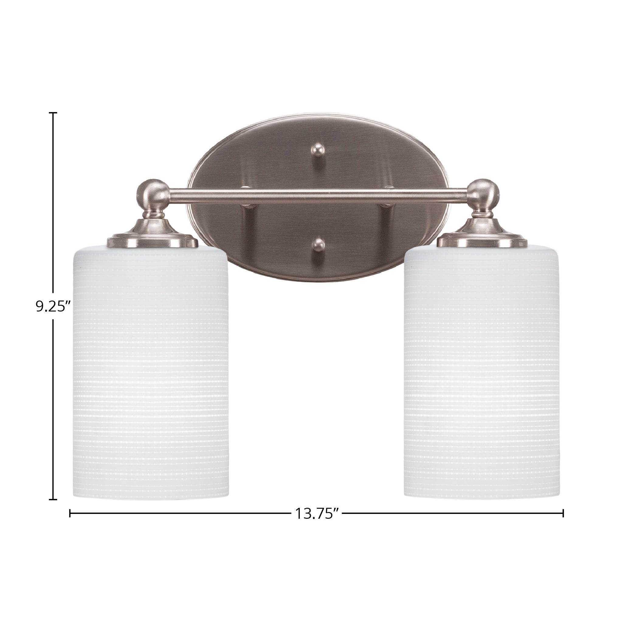 Capri Two Light Bath Bar in Brushed Nickel with 4" White Matrix Shade