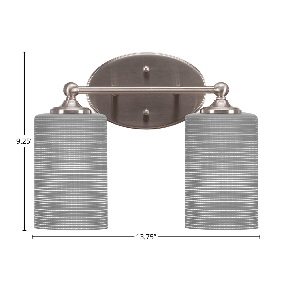 Capri Two Light Bath Bar in Brushed Nickel with 4" Gray Matrix Shade