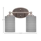 Capri Two Light Bath Bar in Brushed Nickel with 4" Gray Matrix Shade