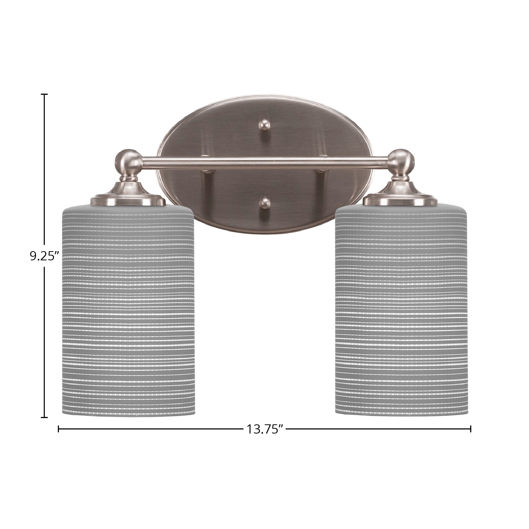 Capri Two Light Bath Bar in Brushed Nickel with 4" Gray Matrix Shade