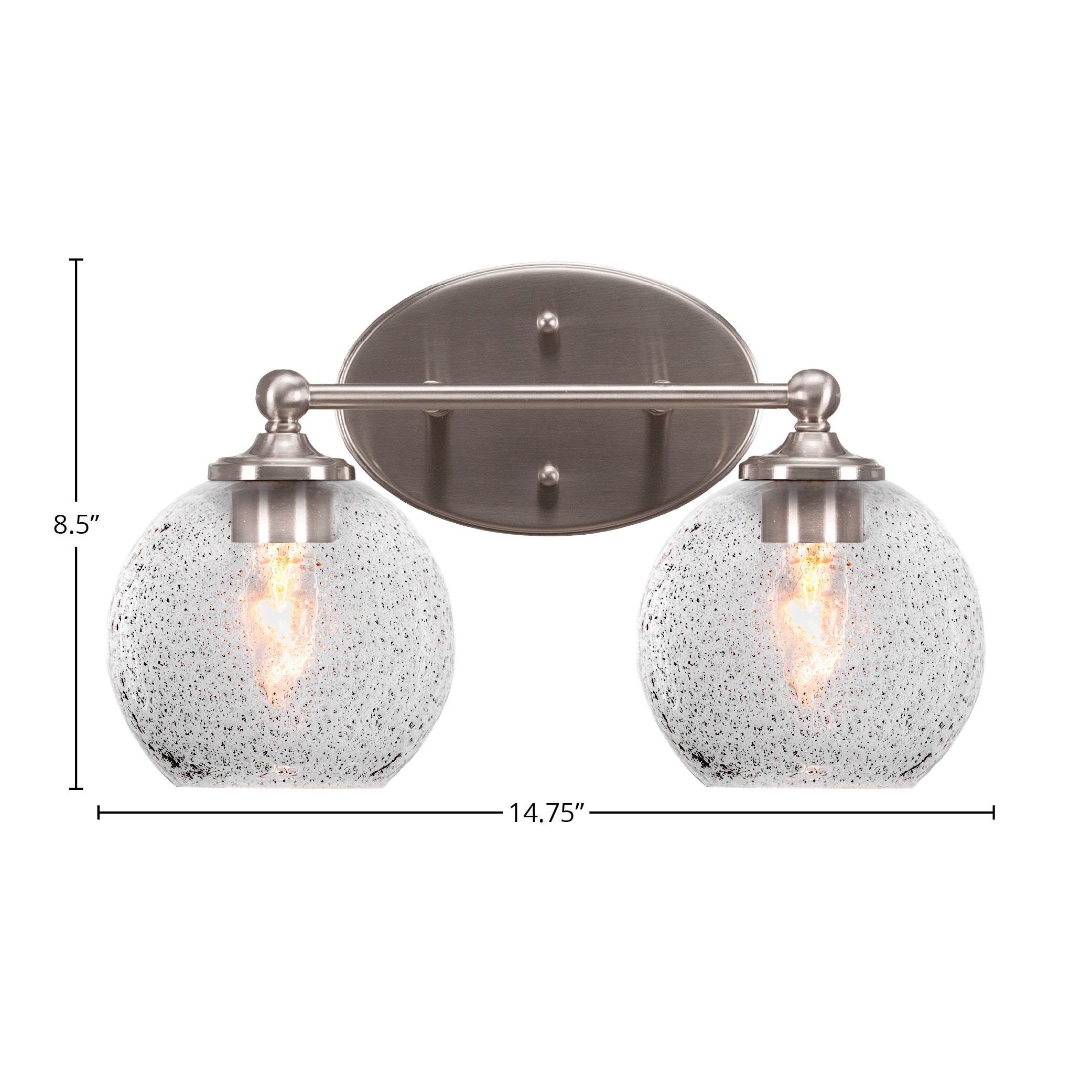 Capri Two Light Bath Bar in Brushed Nickel with 5.75" Smoke Bubble Shade