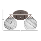Capri Two Light Bath Bar in Brushed Nickel with 5.75" Onyx Swirl Shade