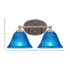 Capri Two Light Bath Bar in Brushed Nickel with 7" Blue Italian Shade