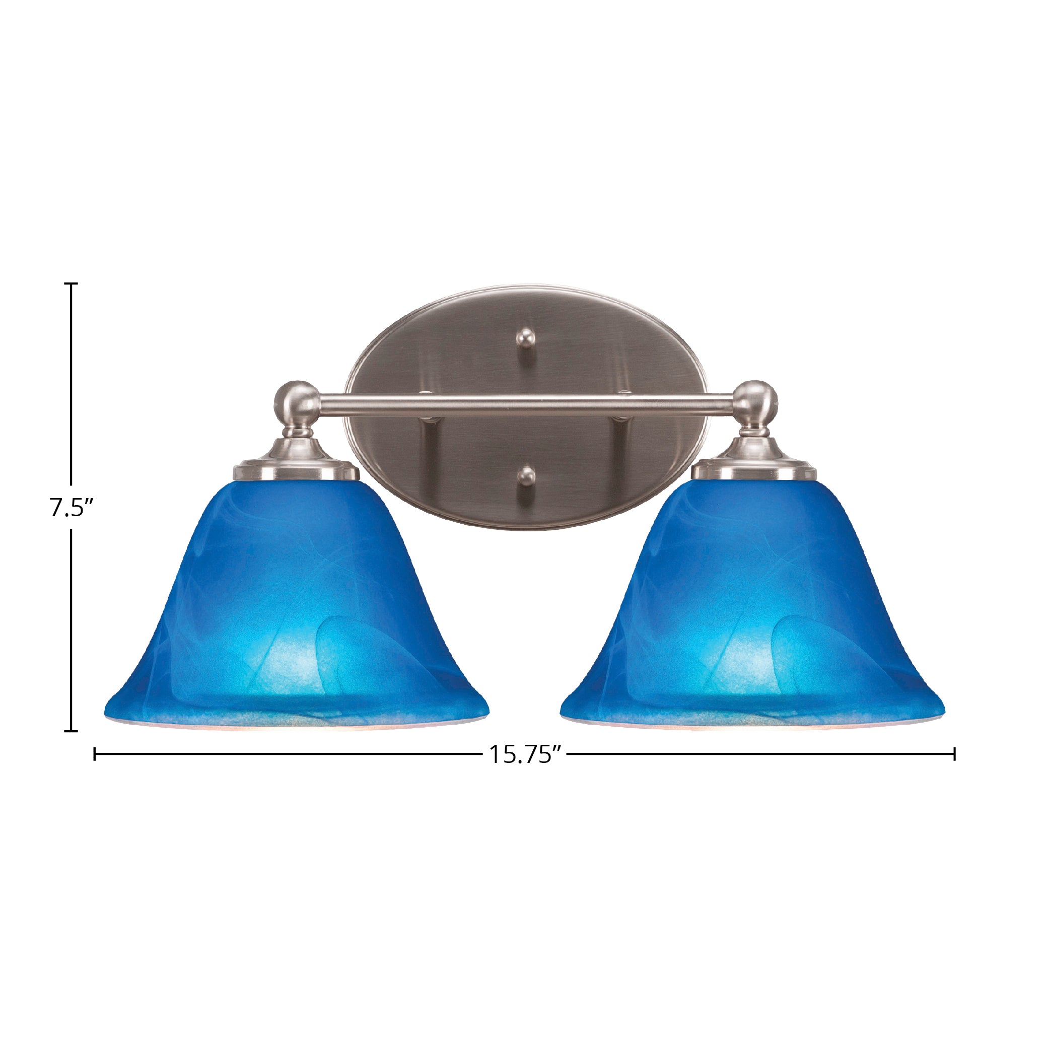 Capri Two Light Bath Bar in Brushed Nickel with 7" Blue Italian Shade