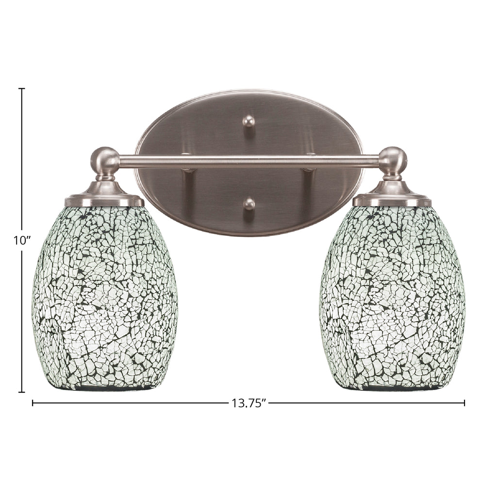 Capri Two Light Bath Bar in Brushed Nickel with 5" Black Fusion Shade